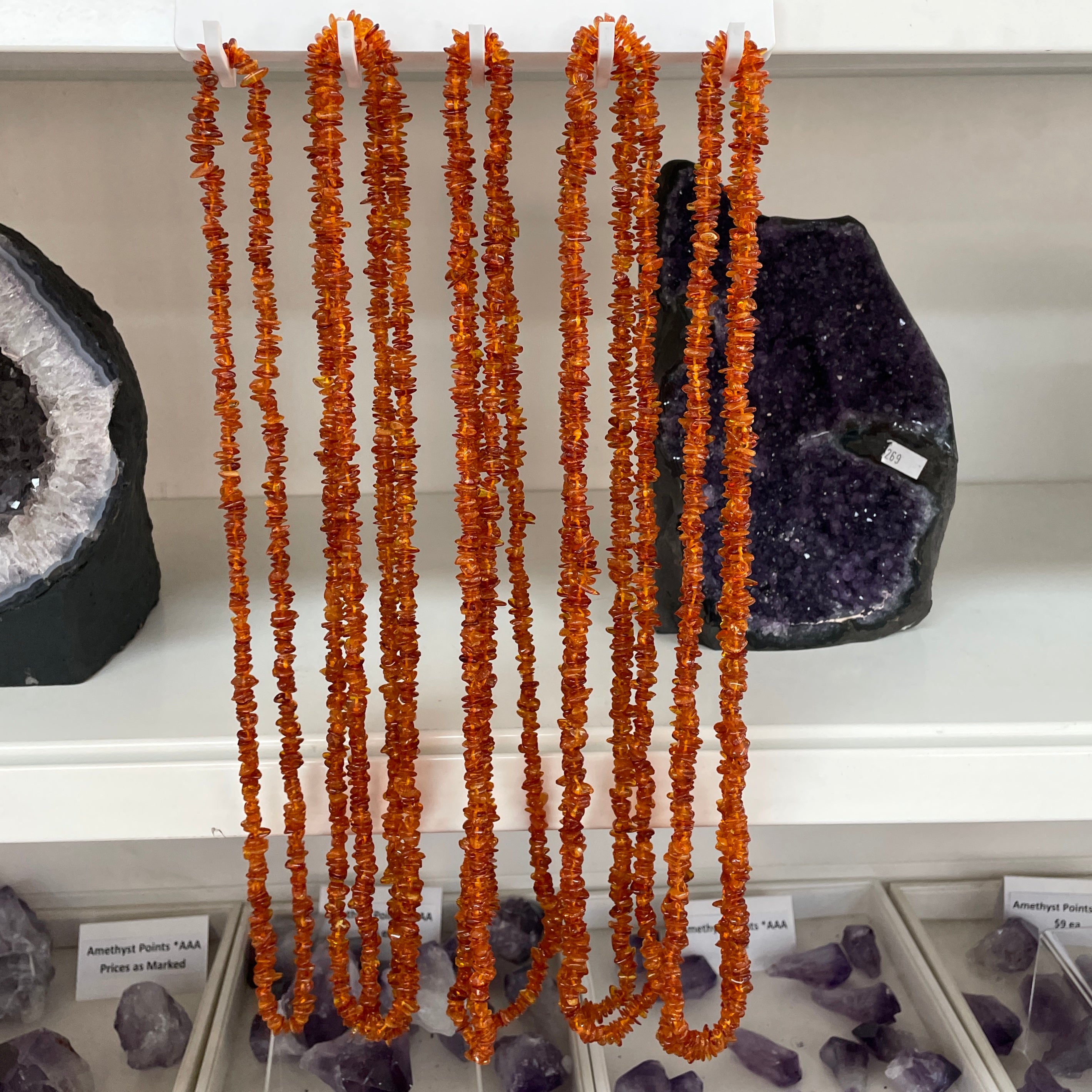 Amber Chip Necklace - Long Amber Chip Necklace - Long